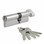 Цилиндровый механизм ЛВ-80 (45-35) ключ-вертушка, англ. ключ, хром